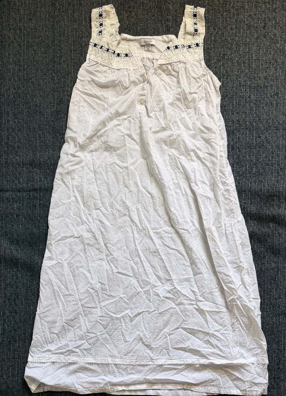 Celestial Dreams Collection White Swiss Dot Lace Trim Nightgown